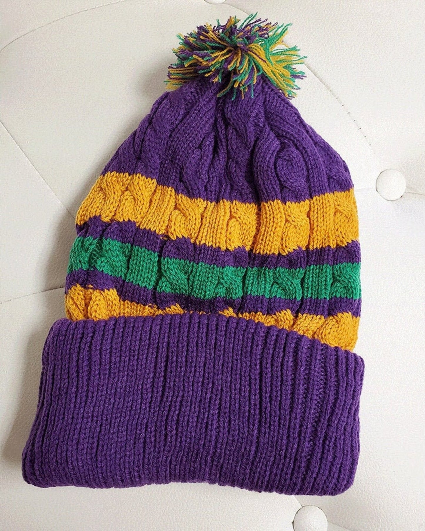 Mardi Gras (Youth) POM POM Beanie