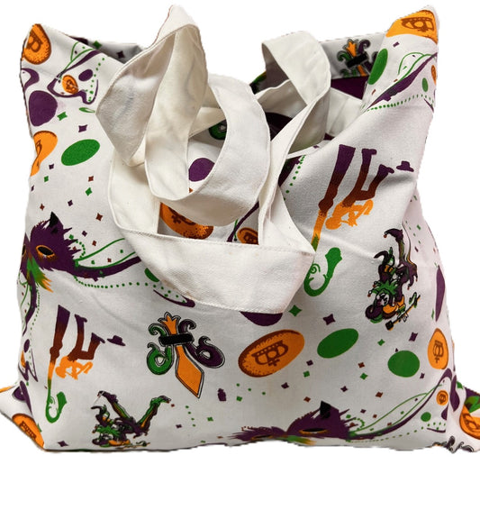 Mardi Gras white printed carrying bag