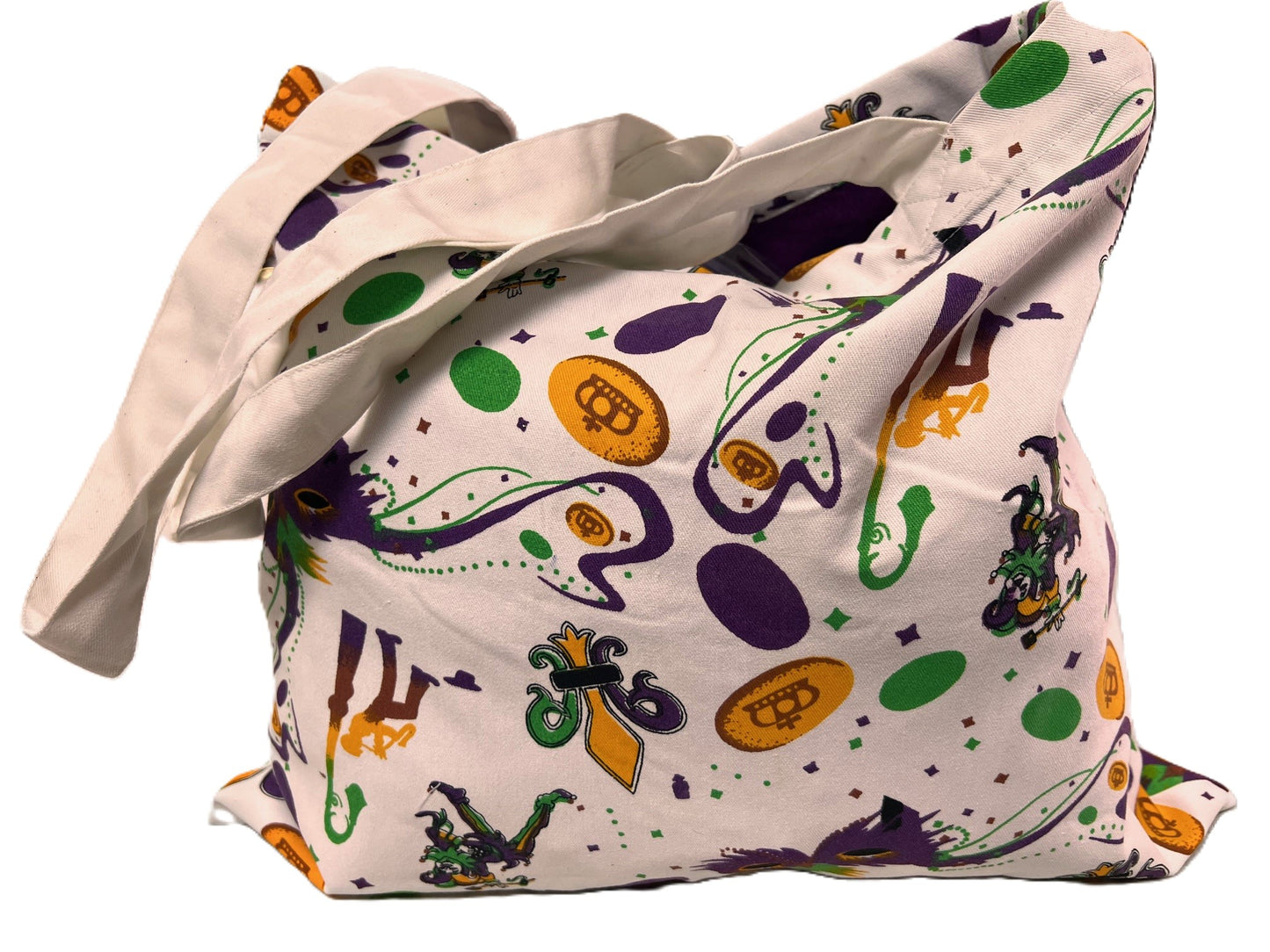 Mardi Gras white printed carrying bag