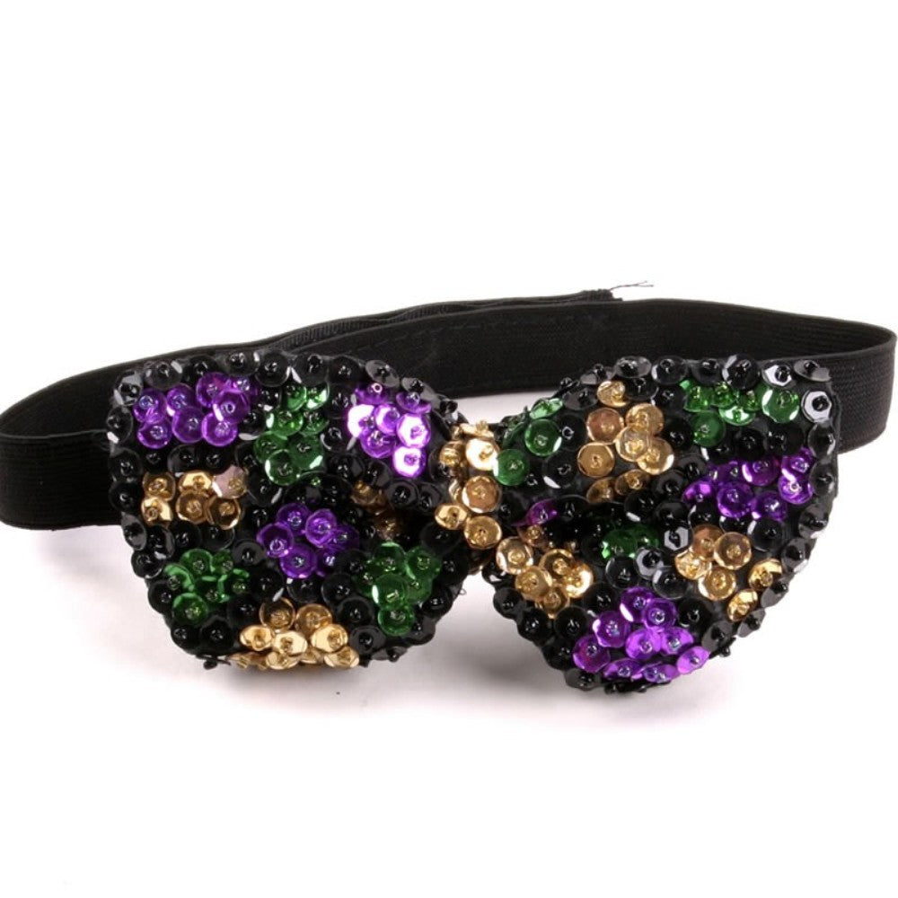 Sequined Mardi Gras Bow Tie