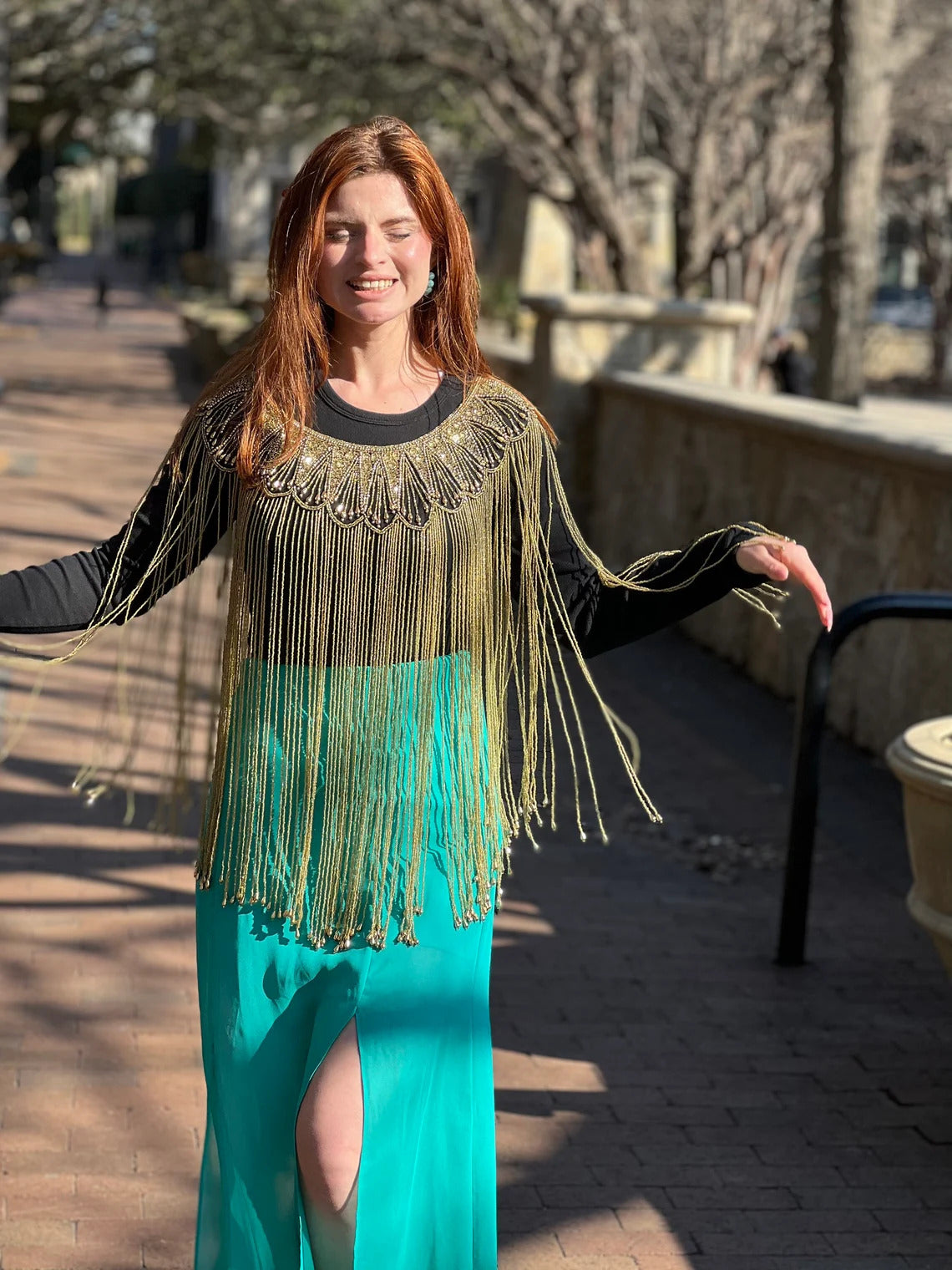 Women sequined Poncho (Heavy quality) Style C-Gold