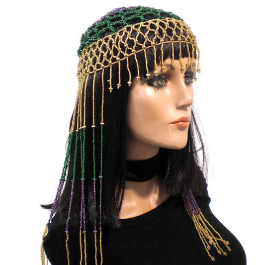 Mardi Gras Costume & Apparel - Glass Beaded Mardi Gras Head Cover