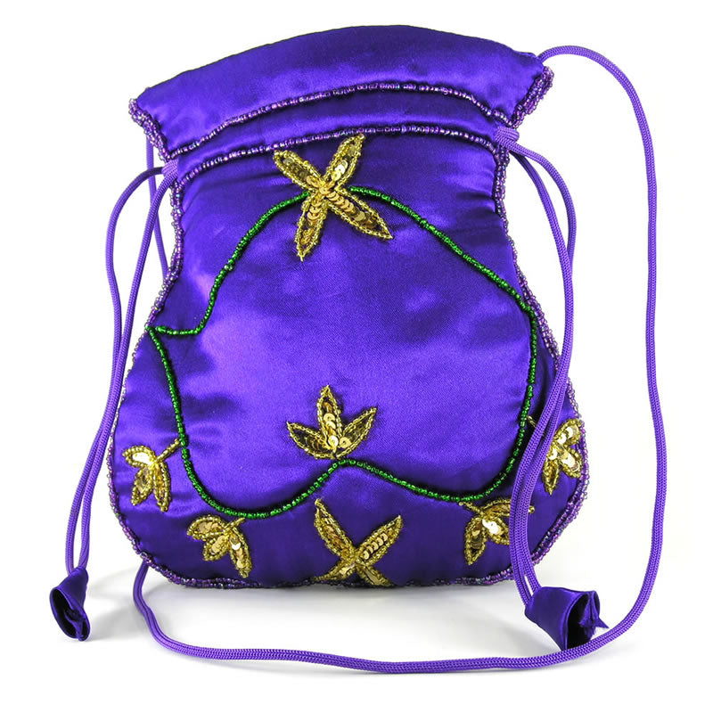 Mardi Gras Costume Ball Purses & Accessories - Sequined Mardi Gras Satin Bag