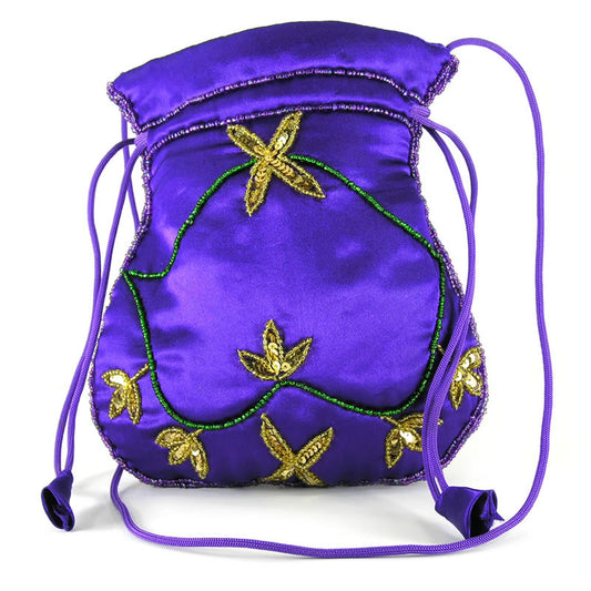 Mardi Gras Costume Ball Purses & Accessories - Sequined Mardi Gras Satin Bag