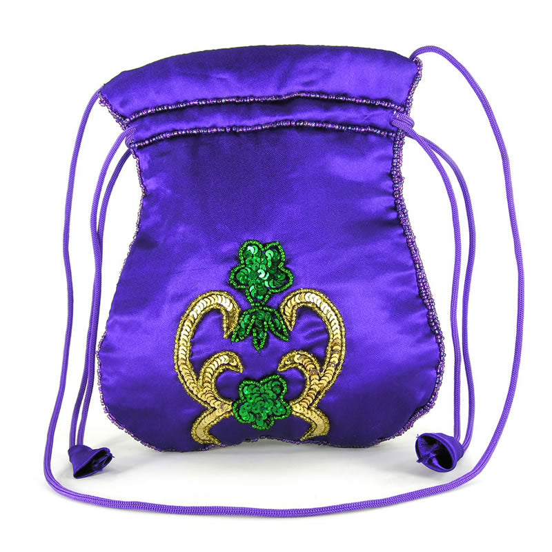 Mardi Gras Costume Ball Purses & Accessories - Sequined Mardi Gras Satin Bag