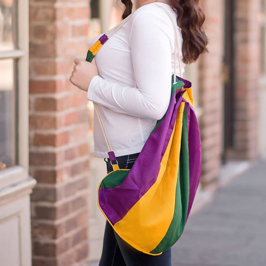 Mardi Gras Parade Route Tote Bags - Round Bottom Mardi Gras Carrying Bag