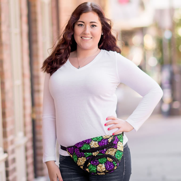 Mardi Gras Costume Ball Purses & Accessories - Sequined Mardi Gras Fanny Pack