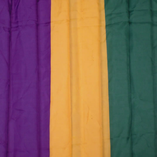 Gossamer Mardi Gras Striped Fabric for Decorating in Purple, Green, and Gold