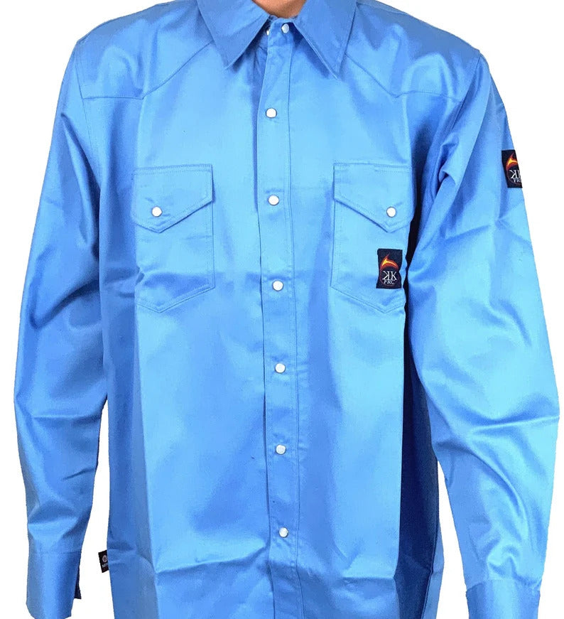 Fire Retardant Blue Men Shirt (Snaps) CLEARANCE-FINAL SALES