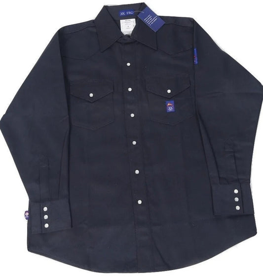 Men’s KK Fire Retardant Navy Shirt with Snaps- Final Sale- clearance (No Refunds/Exchange)