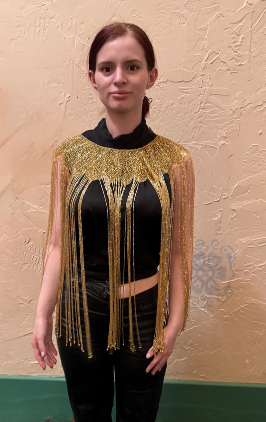 Gold glass beaded neck collar VV