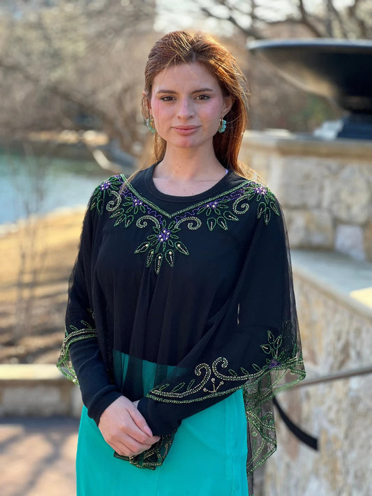 Sequined and beaded Poncho (fine quality) Style A