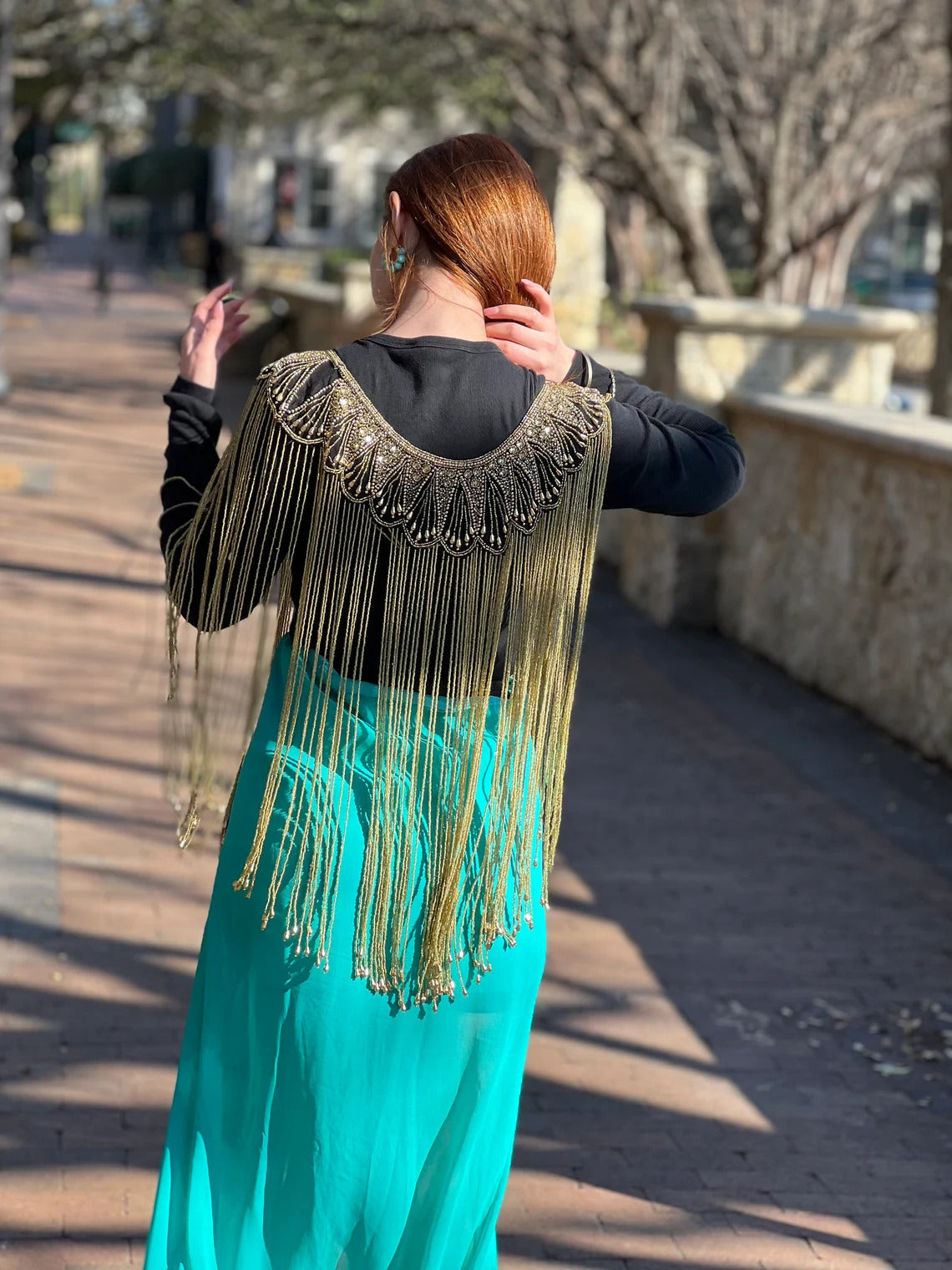 Women sequined Poncho (Heavy quality) Style C-Gold