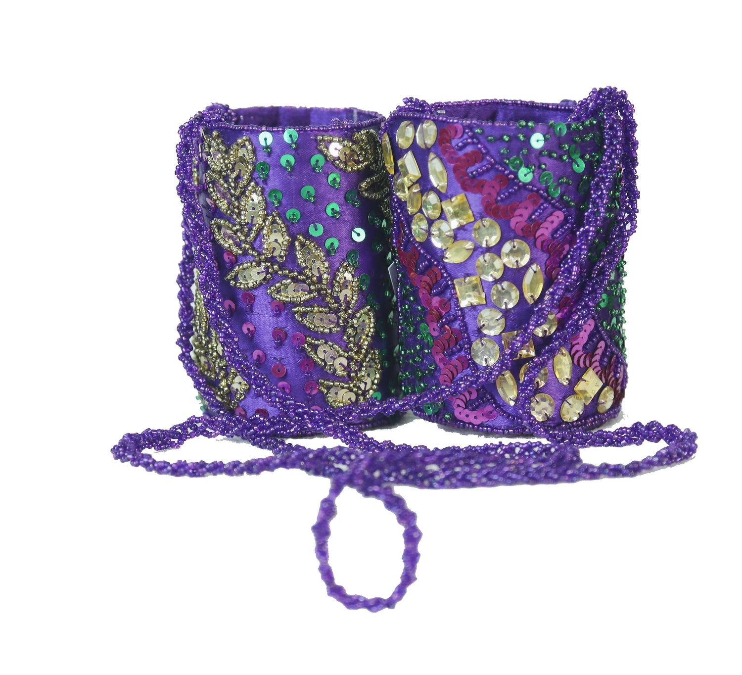Mardi Gras Coozies & Drink Holders - Glass Beaded & Sequined Coozie Can Holder