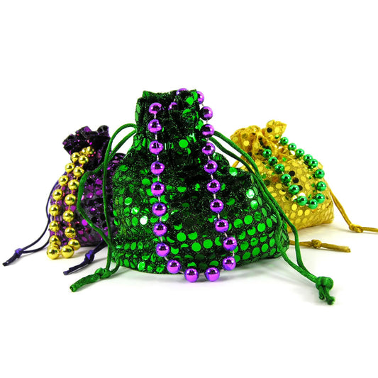 Mardi Gras Favors & Doubloon Bags - Faux Sequined Doubloon Bag