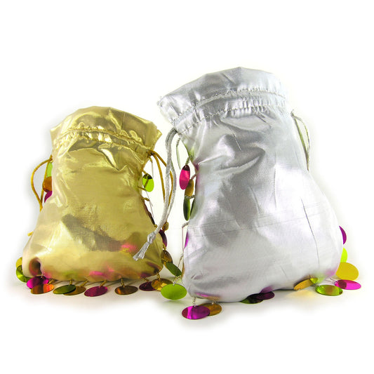 Mardi Gras Favors & Doubloon Bags - Doubloon Bag with Hanging Sequins