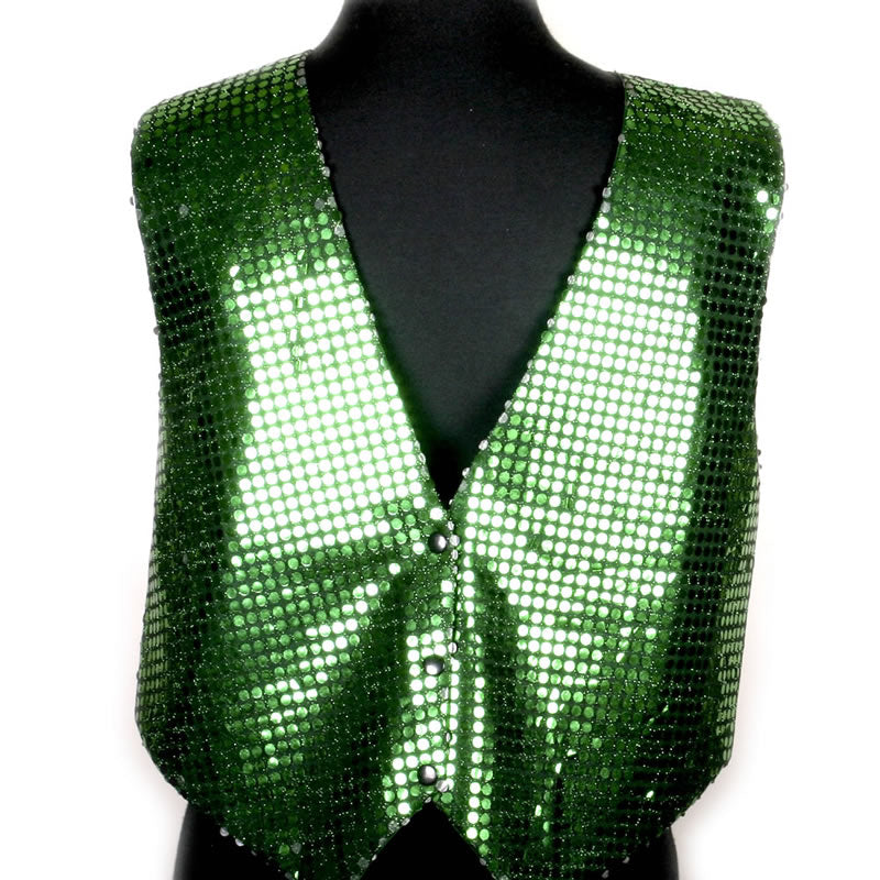 Adult Faux Sequined Mardi Gras Vest (Green)