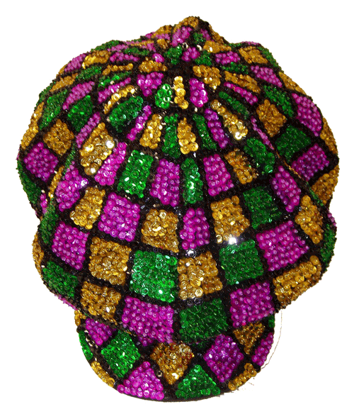 Sequined Mardi Gras Gatsby Hat - Diamond Pattern in Purple, Green, and Gold