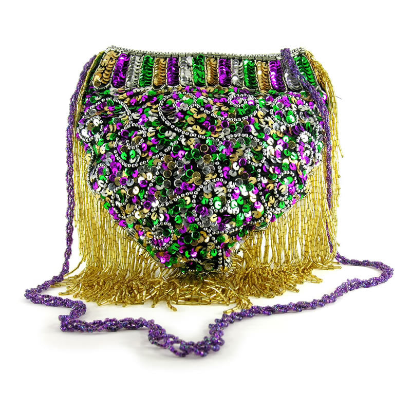 Mardi Gras Costume Ball Purses & Accessories - Ladies Purse with Glass Beads and Sequins