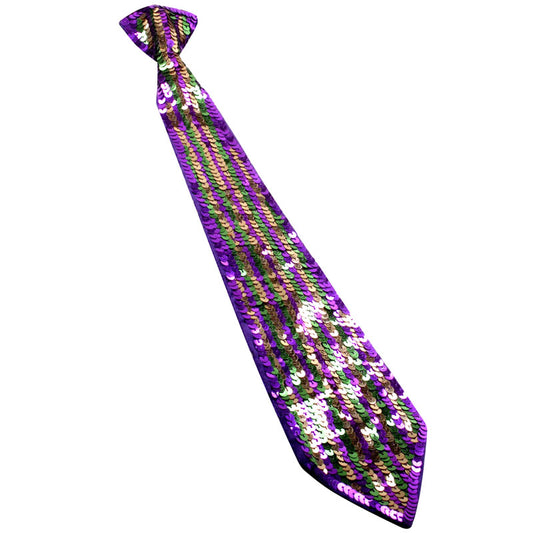 Mardi Gras Costume & Apparel - Sequined Mardi Gras Striped Neck Tie