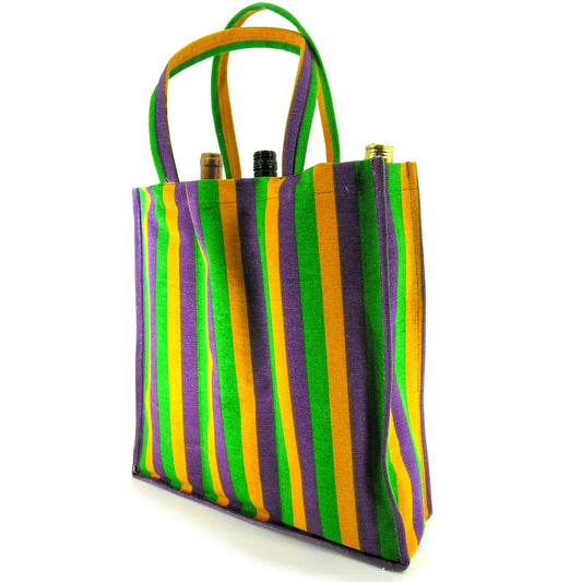 Mardi Gras Parade Route Tote Bags - Canvas Wine Bag (fits 3 Bottles)